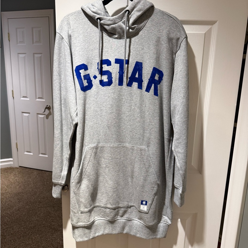 G-Star Men's Gray and Blue Hoodie